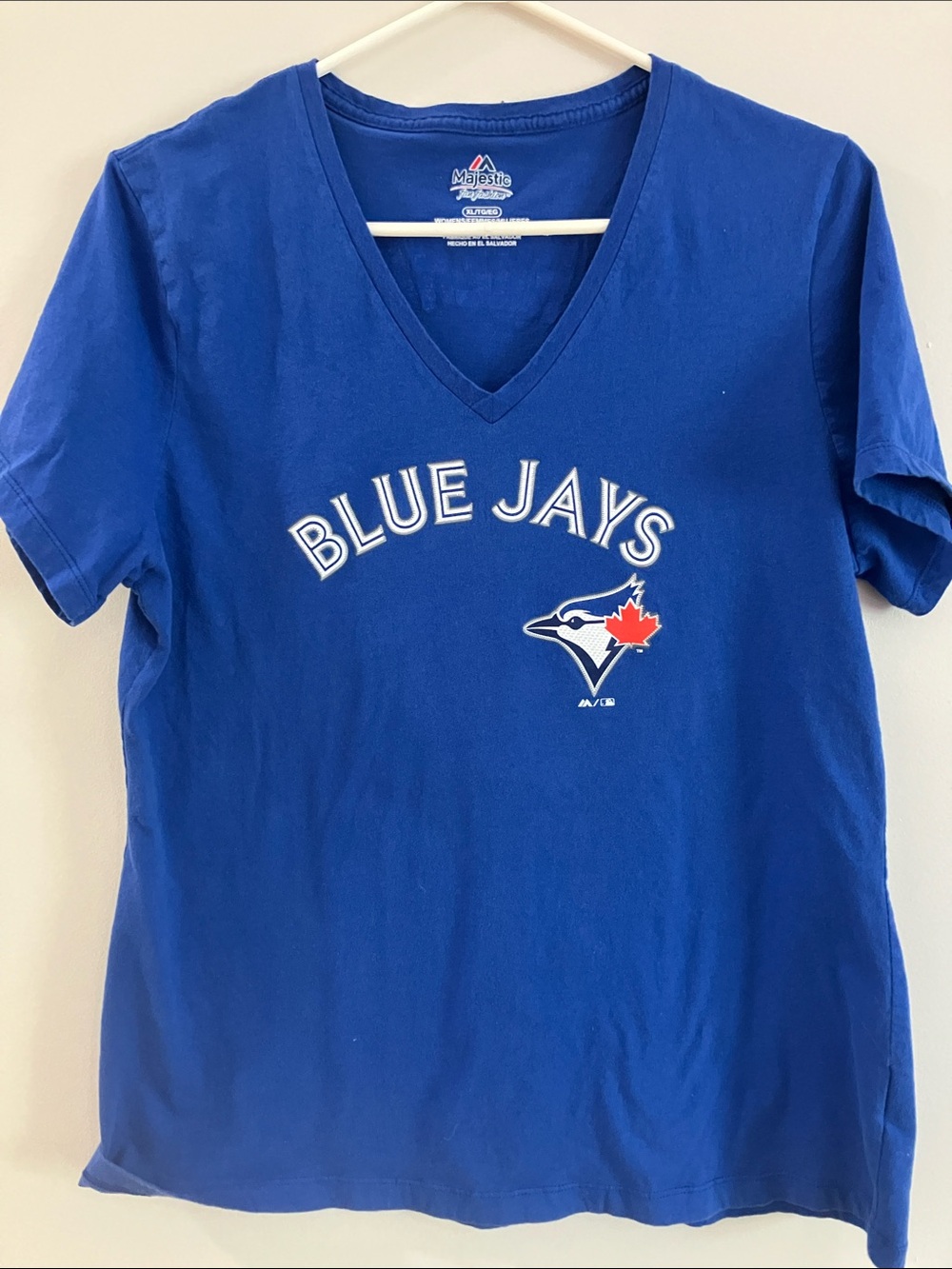 Majestic Royal Blue Toronto Blue Jays V-Neck Tee. XL.